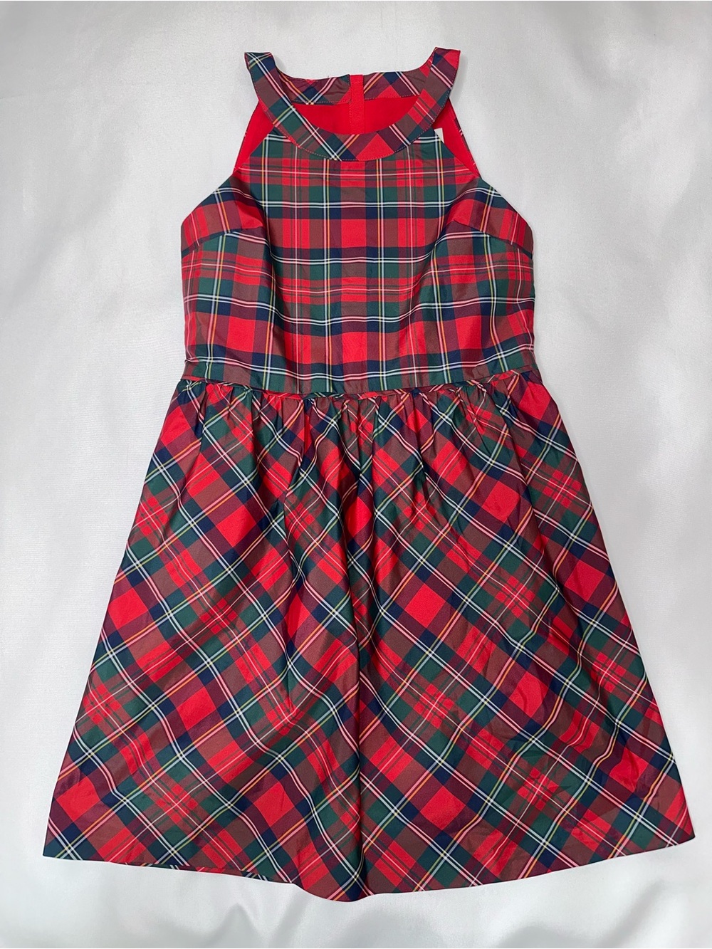 Vineyard Vines Holiday Dress girls size 12 red plaid halter strap Christmas
